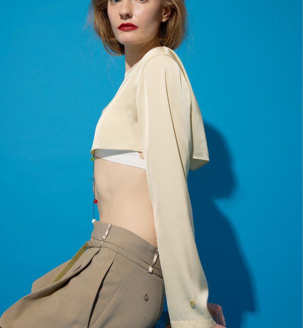  「【CEPIE./セピエ】サテンクロップドブラウス」|シャツ・ブラウス|