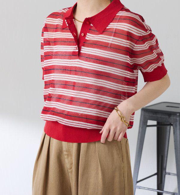  「シアーボーダーポロニット」|ニット・セーター|