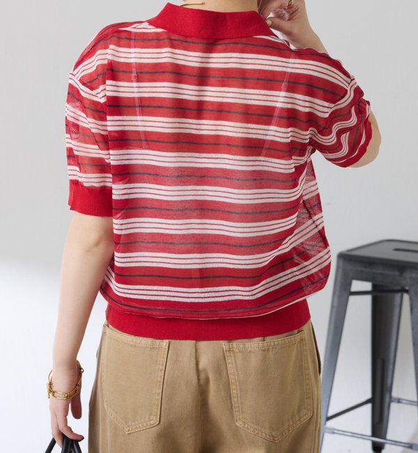  「シアーボーダーポロニット」|ニット・セーター|