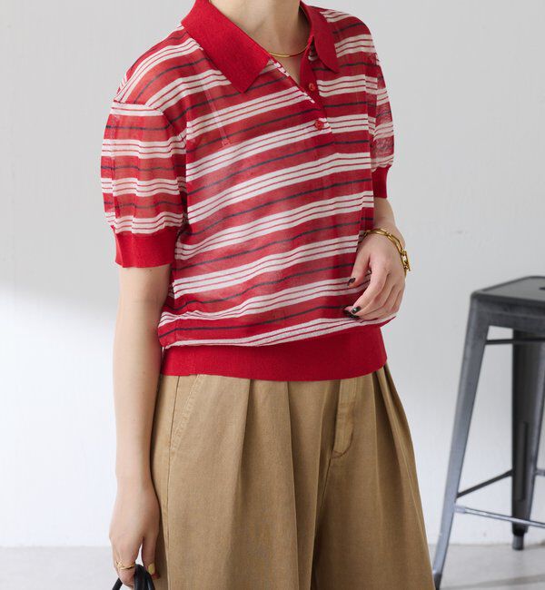  「シアーボーダーポロニット」|ニット・セーター|