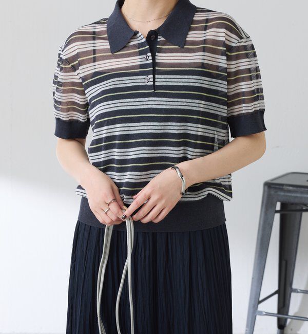  「シアーボーダーポロニット」|ニット・セーター|