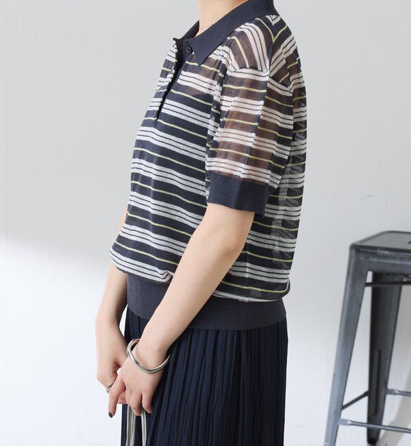  「シアーボーダーポロニット」|ニット・セーター|