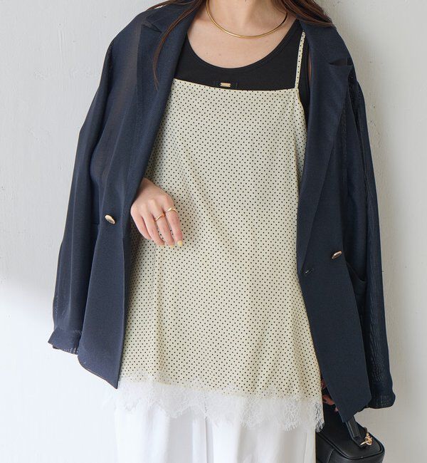  「【トレンドアイテム】レース付ドットキャミソール」|シャツ・ブラウス|