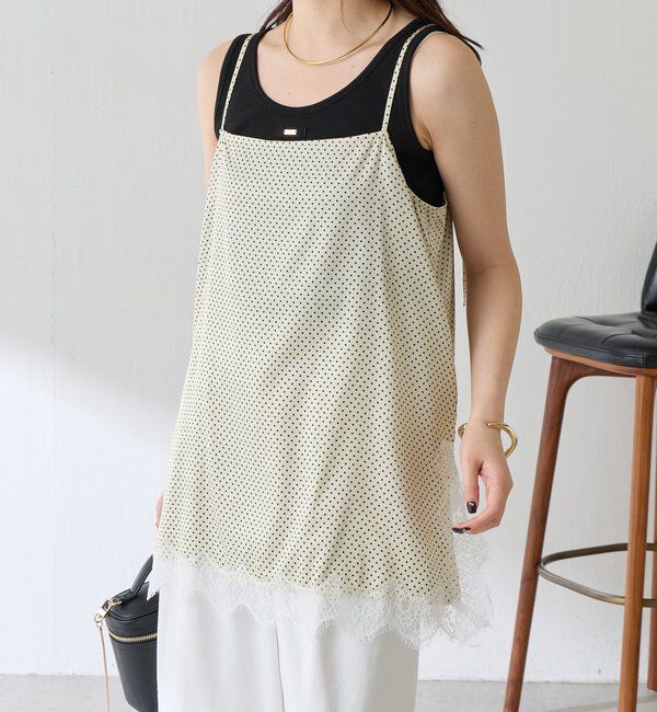  「【トレンドアイテム】レース付ドットキャミソール」|シャツ・ブラウス|