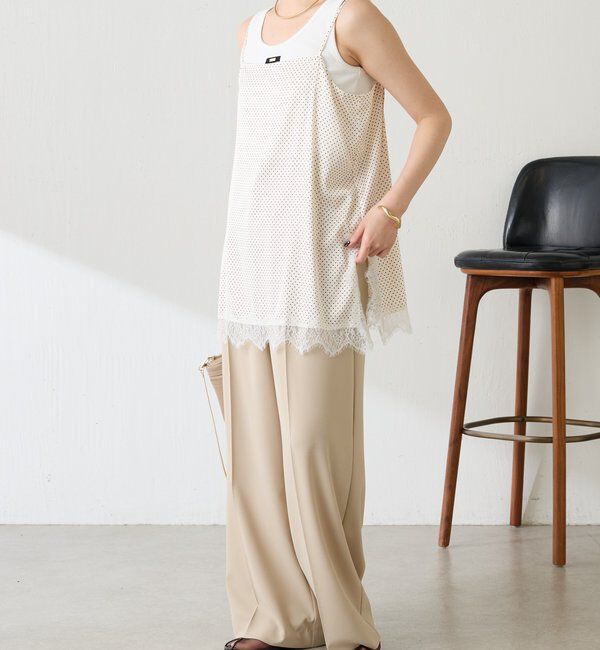  「【トレンドアイテム】レース付ドットキャミソール」|シャツ・ブラウス|