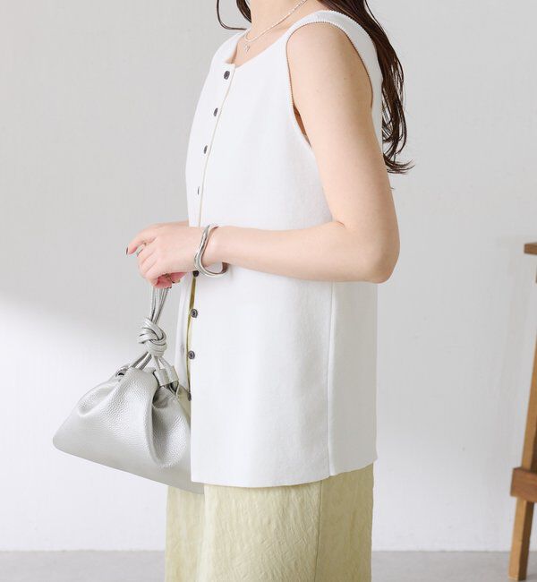  「【接触冷感/前後２WAY】ドライコットンノースリーブニット」|ニット・セーター|