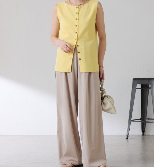  「【接触冷感/前後２WAY】ドライコットンノースリーブニット」|ニット・セーター|