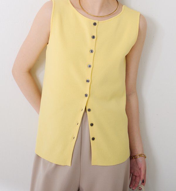  「【接触冷感/前後２WAY】ドライコットンノースリーブニット」|ニット・セーター|