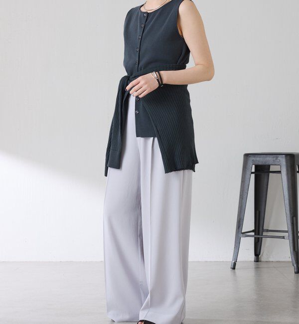  「【接触冷感/前後２WAY】ドライコットンノースリーブニット」|ニット・セーター|