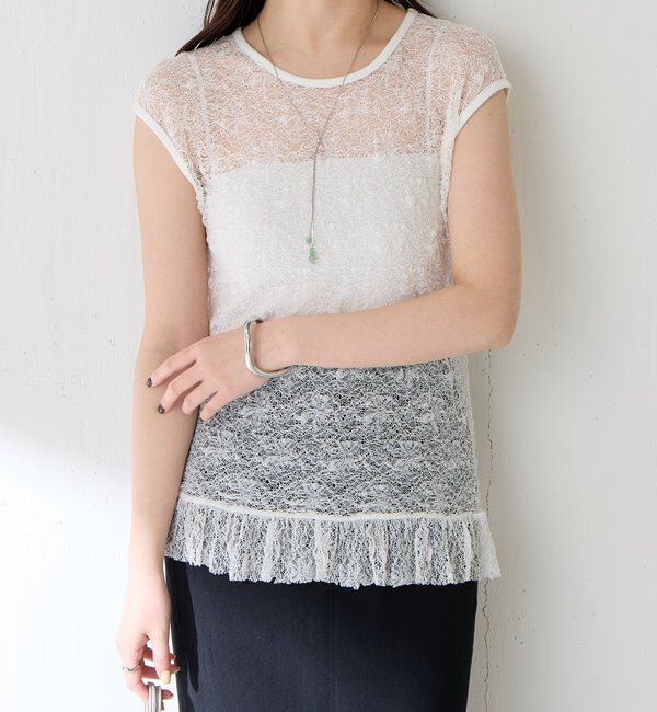 「【ストレッチ生地◎】レースフレンチカットソー」|Tシャツ・カットソー|