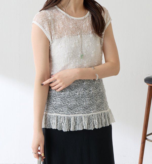  「【ストレッチ生地◎】レースフレンチカットソー」|Tシャツ・カットソー|