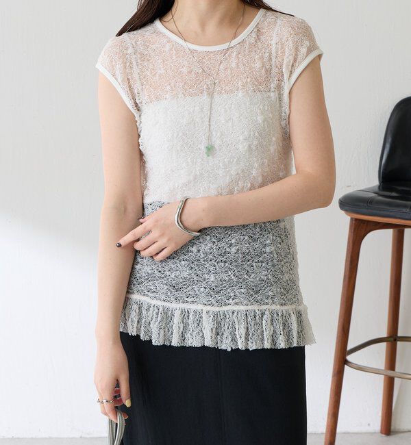  「【ストレッチ生地◎】レースフレンチカットソー」|Tシャツ・カットソー|