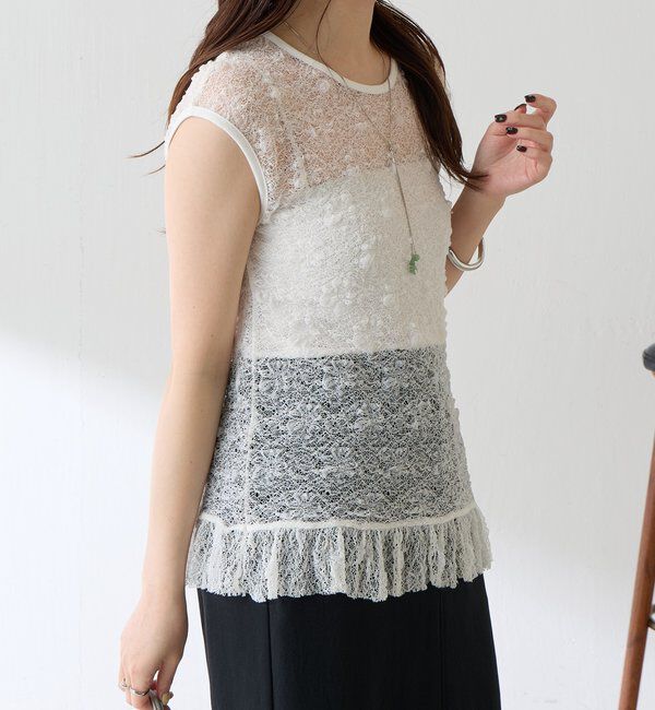  「【ストレッチ生地◎】レースフレンチカットソー」|Tシャツ・カットソー|