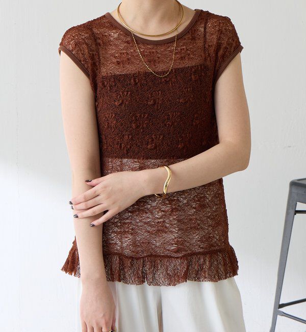  「【ストレッチ生地◎】レースフレンチカットソー」|Tシャツ・カットソー|