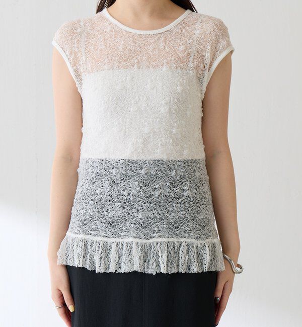  「【ストレッチ生地◎】レースフレンチカットソー」|Tシャツ・カットソー|