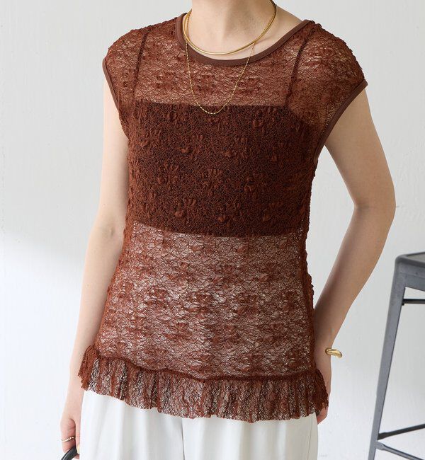  「【ストレッチ生地◎】レースフレンチカットソー」|Tシャツ・カットソー|