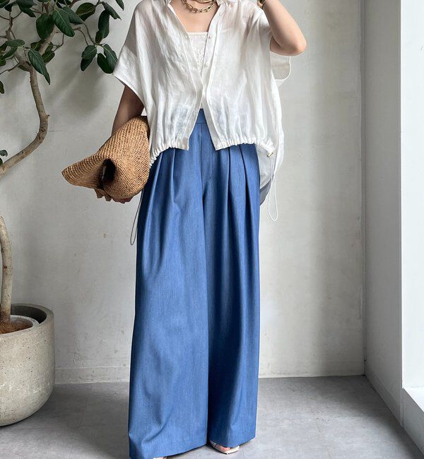  「デニムタックワイドパンツ」|チノ|