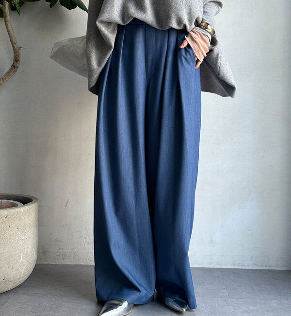  「デニムタックワイドパンツ」|チノ|