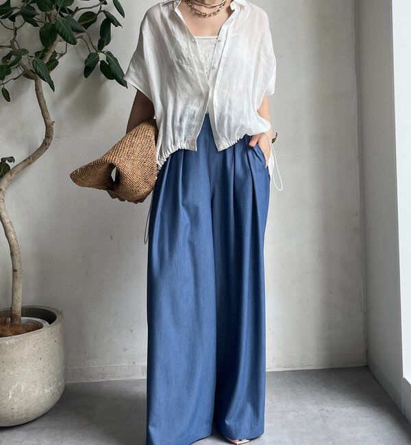  「デニムタックワイドパンツ」|チノ|