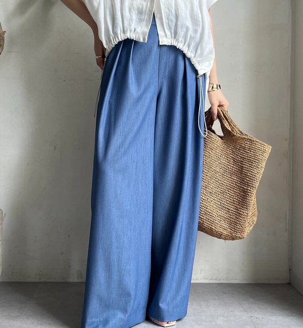  「デニムタックワイドパンツ」|チノ|