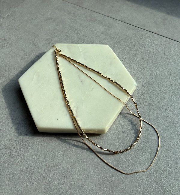  「メタルビーズチェーンレイヤードネックレス」|ネックレス|