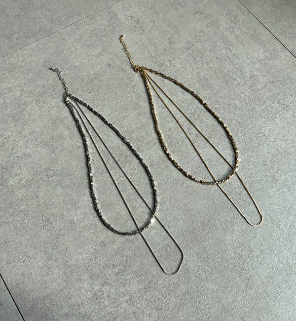  「メタルビーズチェーンレイヤードネックレス」|ネックレス|