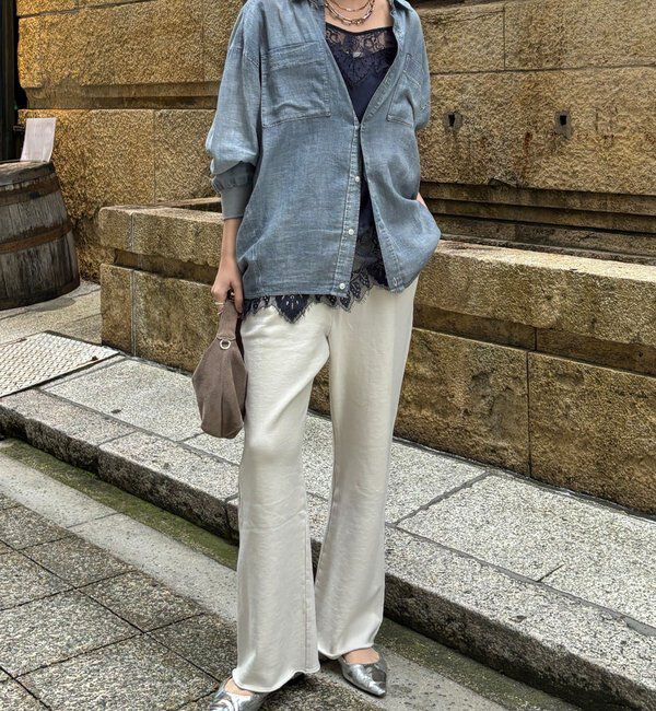  「ピグメント加工裏毛フレアパンツ」|チノ|