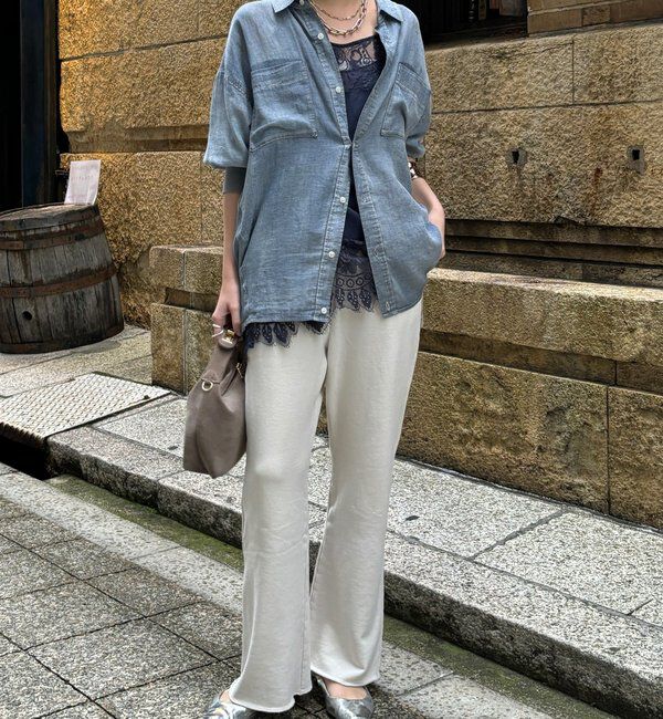  「ピグメント加工裏毛フレアパンツ」|チノ|