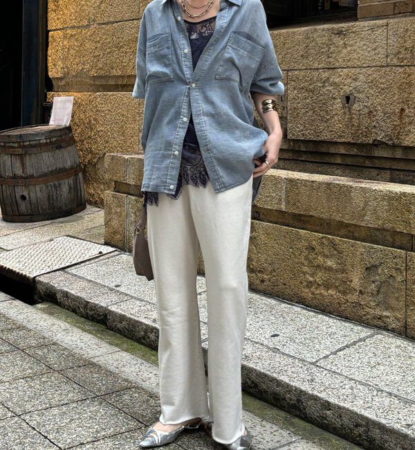  「ピグメント加工裏毛フレアパンツ」|チノ|