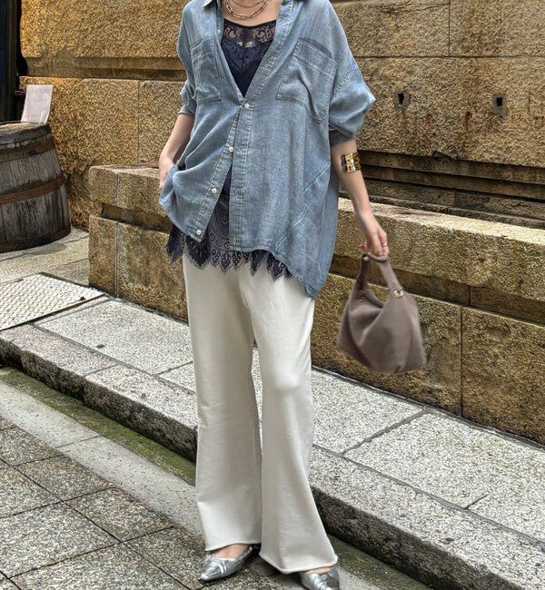  「ピグメント加工裏毛フレアパンツ」|チノ|