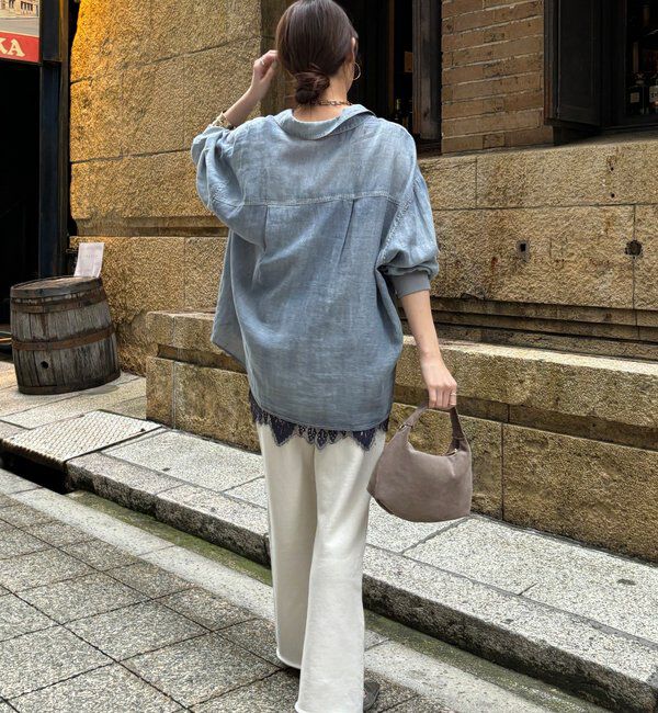  「ピグメント加工裏毛フレアパンツ」|チノ|