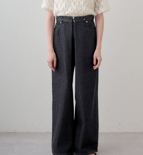  「【3サイズ】デニムタックワイドパンツ」|デニム|