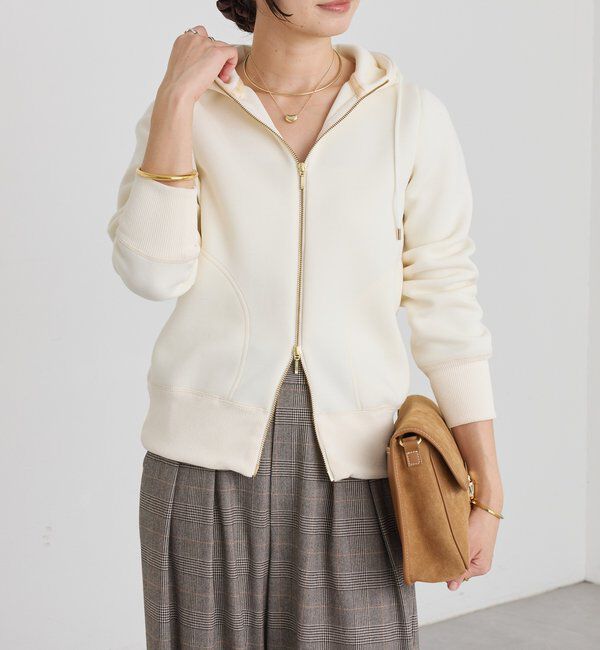  「【WEB限定/キレイめ上品】スポンジダンボールZIPパーカーカットソー」|パーカー|