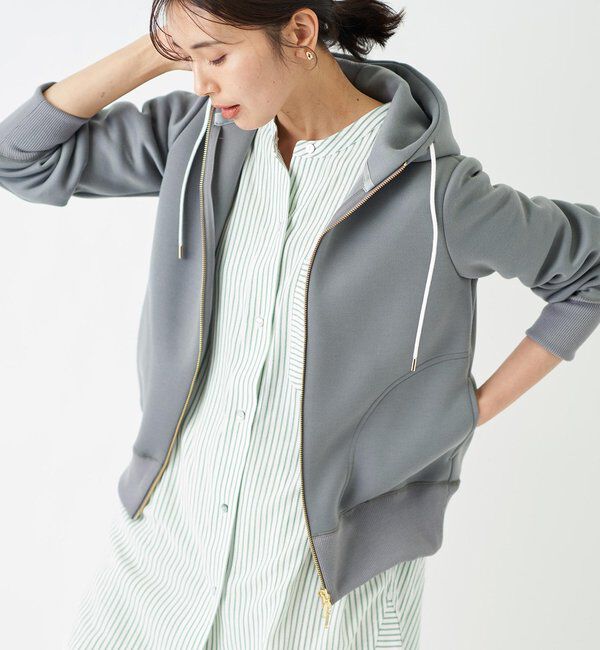  「【WEB限定/キレイめ上品】スポンジダンボールZIPパーカーカットソー」|パーカー|