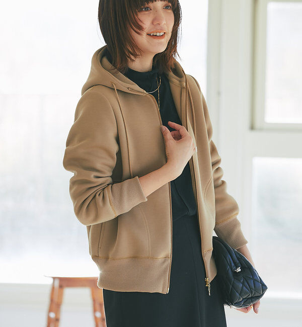  「【WEB限定/キレイめ上品】スポンジダンボールZIPパーカーカットソー」|パーカー|