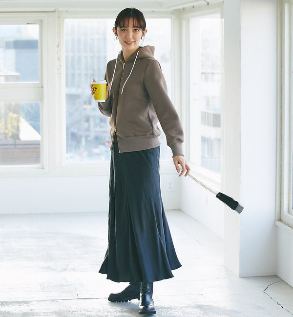  「【WEB限定/キレイめ上品】スポンジダンボールZIPパーカーカットソー」|パーカー|