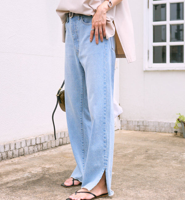  「【全骨格美脚見え！】slit DENIM」|デニム|