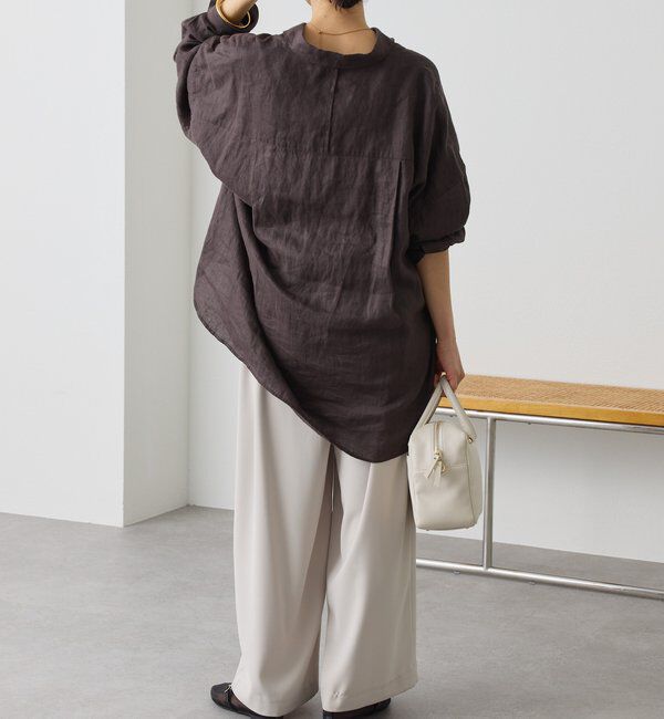  「【ウォッシャブル】【シーズンレスで使える】タックワイドスラックス」|チノ|