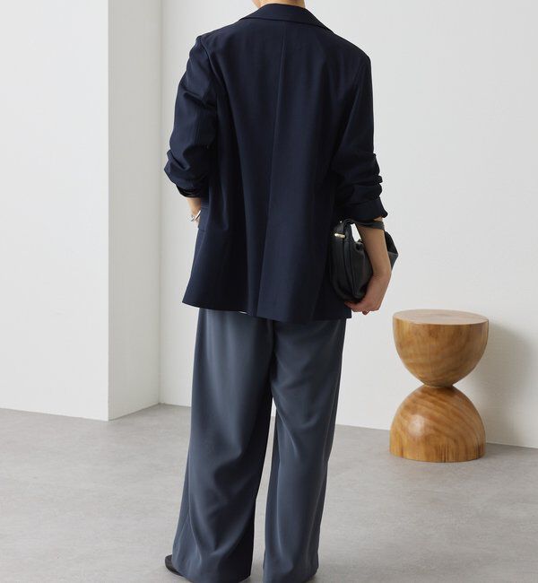  「【ウォッシャブル】【シーズンレスで使える】タックワイドスラックス」|チノ|