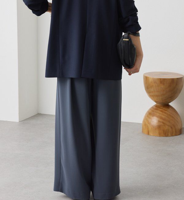  「【ウォッシャブル】【シーズンレスで使える】タックワイドスラックス」|チノ|