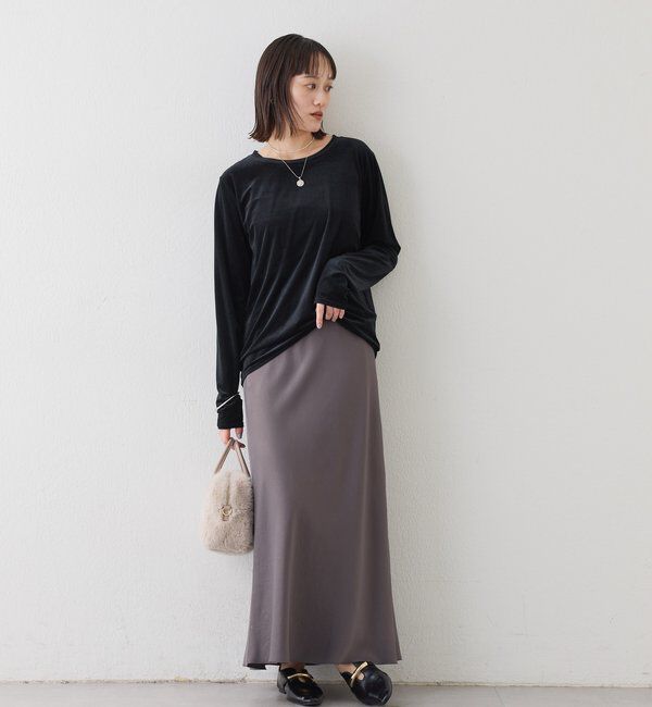  「【1枚でも様になる】シアーベロアロンT」|Tシャツ・カットソー|