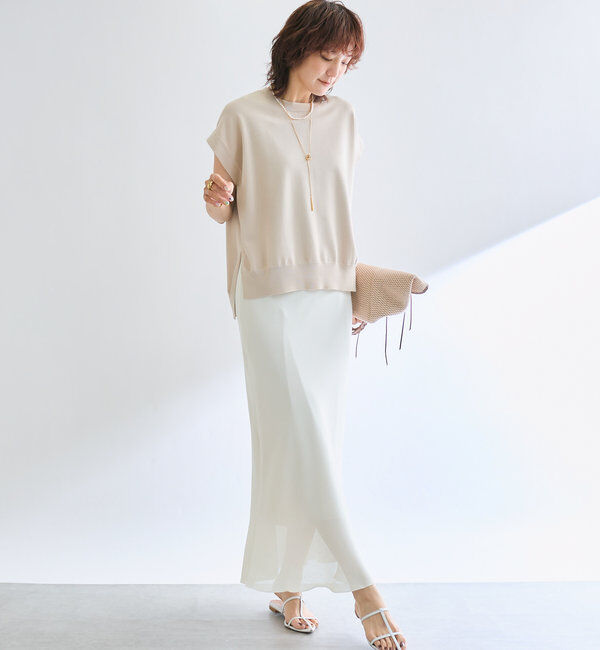  「【接触冷感】クールタッチショルダーニット」|ニット・セーター|