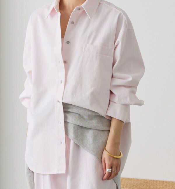  「予約【セットアップ着用可能】ガーメントダイコットンツイルシャツ」|シャツ・ブラウス|ピンク