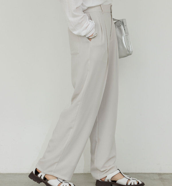  「【リニューアル！】ジャージーワイドタックパンツ」|チノ|