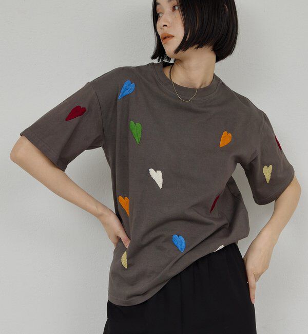  「【Dhritie】リーフ刺繍Tee」|Tシャツ・カットソー|