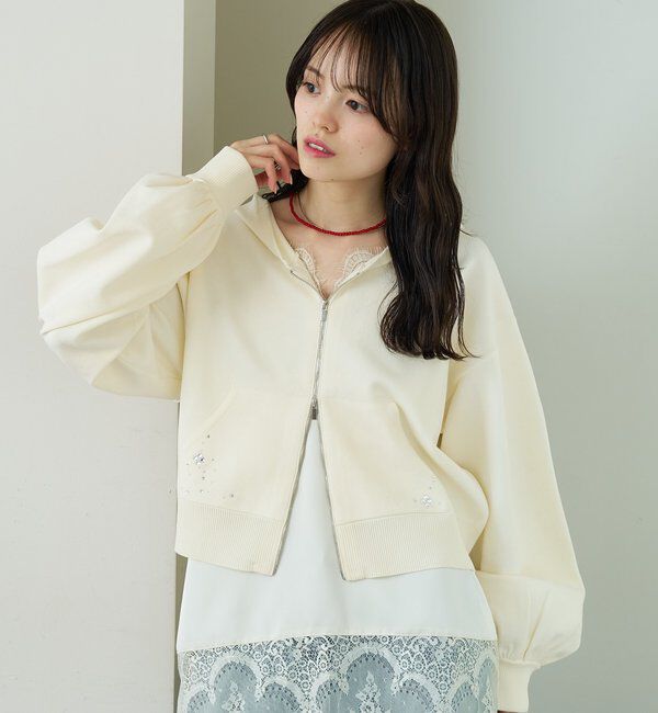  「ラインストーンフーディーニット」|パーカー|