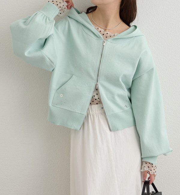  「ラインストーンフーディーニット」|パーカー|