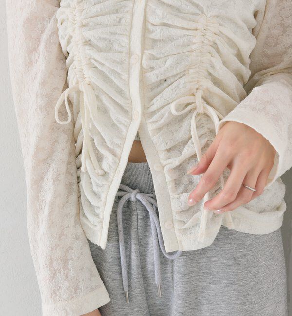  「シャーリングレースカーディガン」|Tシャツ・カットソー|