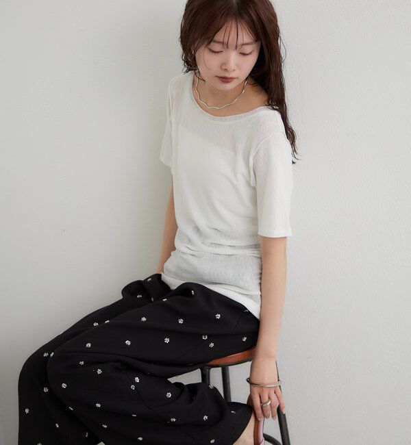  「サイドギャザーシアーTシャツ」|Tシャツ・カットソー|