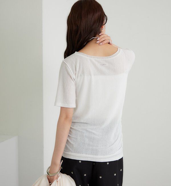  「サイドギャザーシアーTシャツ」|Tシャツ・カットソー|